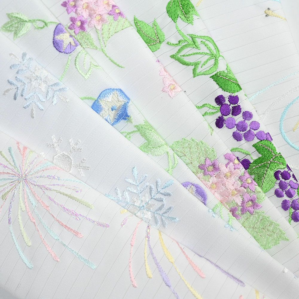 半衿 縫わない かんたん半衿 ピンで留めるだけ 夏用 夏モチーフ刺繍