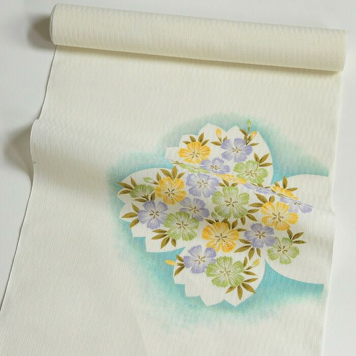 平和屋着物＊夏物　九寸名古屋帯　手描き　草花文　麻　逸品　CAAW8989oy 本麻 夏用 手描き九寸名古屋帯 撫子：つゆくさ公式通販サイト