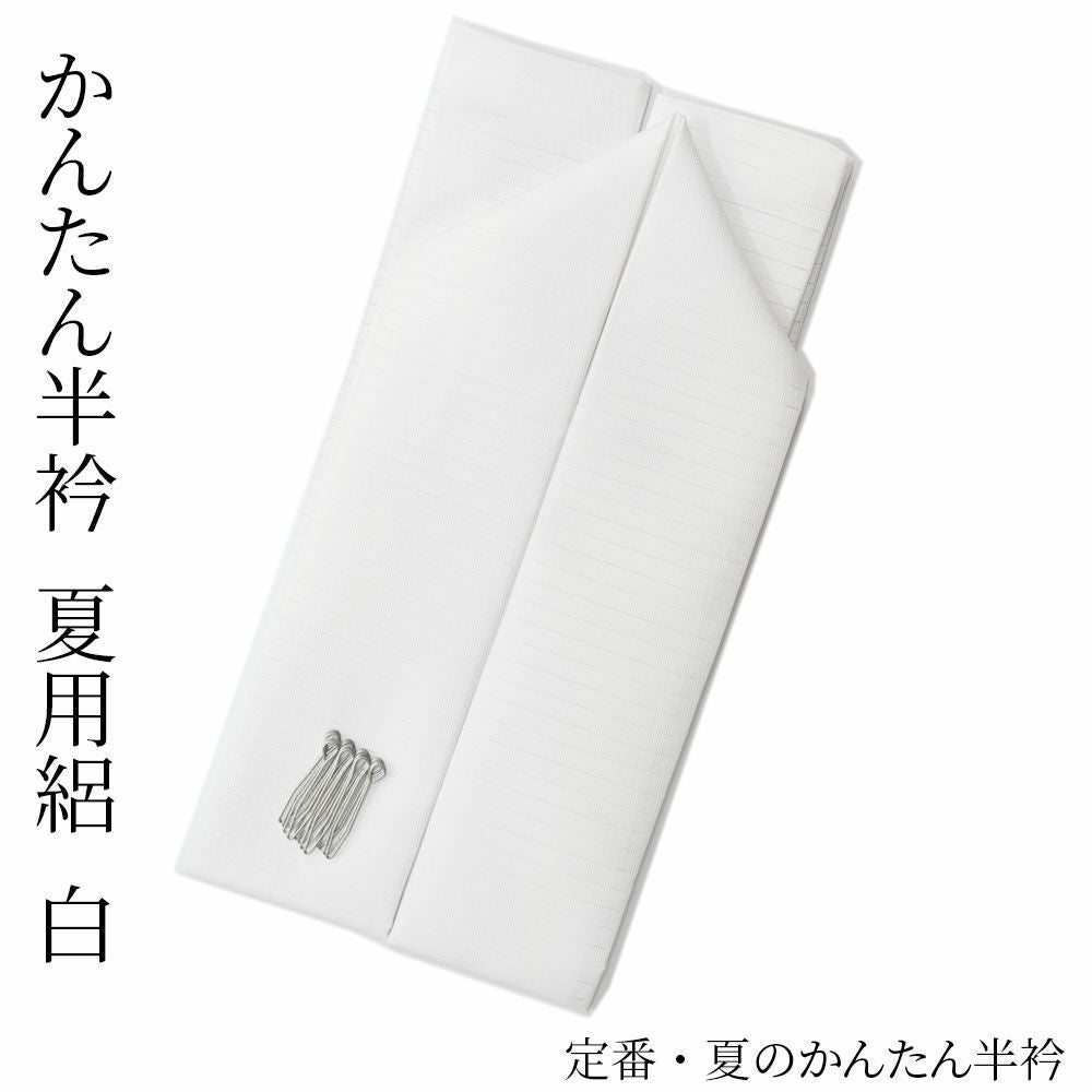 半衿 縫わない かんたん半衿 ピンで留めるだけ 夏用 絽 白 塩瀬：つゆ