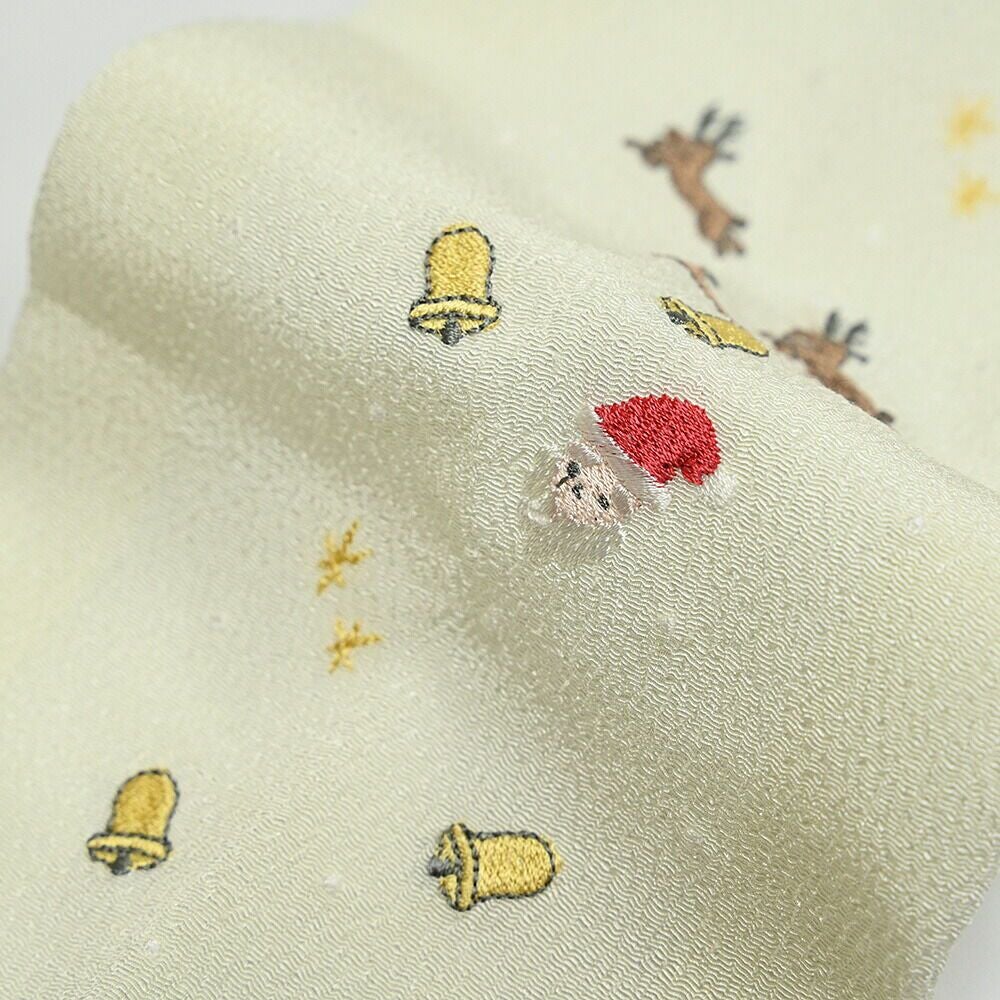 洗える刺繍半衿　サンタ　小柄　白 半衿 刺繍 単品 クリスマス 6種類 サンタ ツリー 半襟 レディース