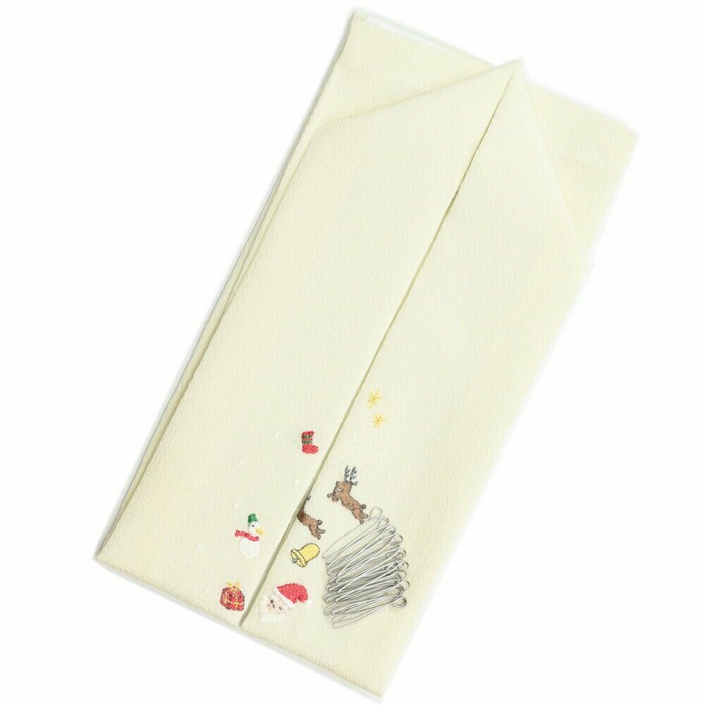 半衿 縫わない かんたん半衿 ピンで留めるだけ クリスマス 刺繍入り