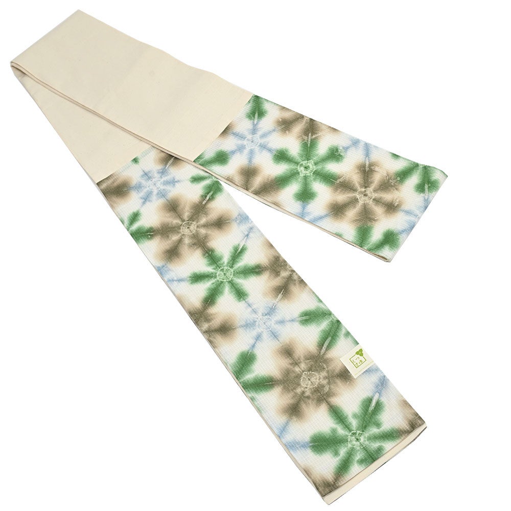 絞り名古屋帯　雪花　新品 11-0222a1.jpg