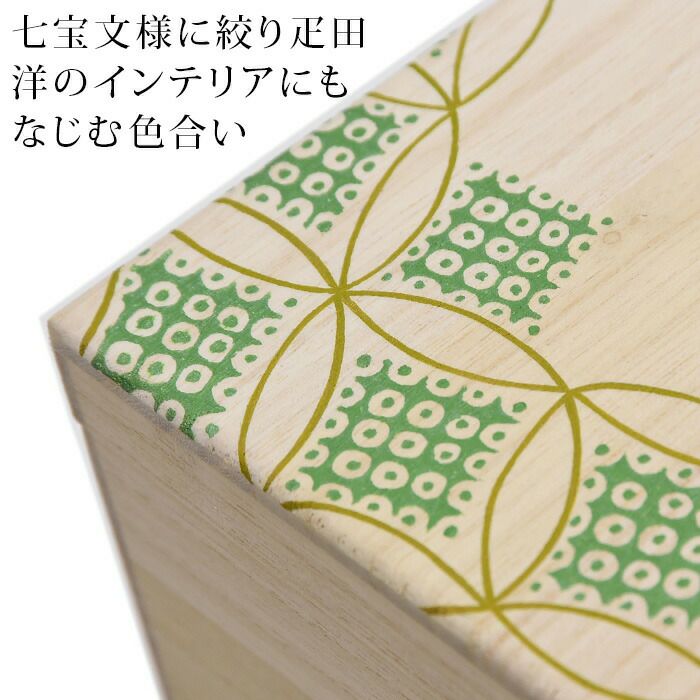 裁縫箱 お針箱 本桐 絵入り 七宝柄 疋田絞り柄 名入れ可 プレゼント