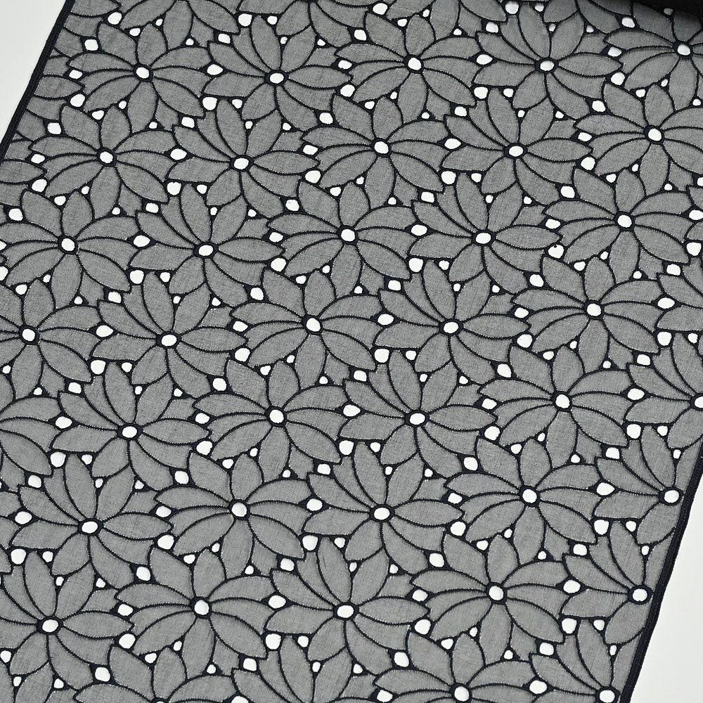 シルクオーガンジー レース 刺繍 正絹 反物 着尺 羽織 コート：つゆ