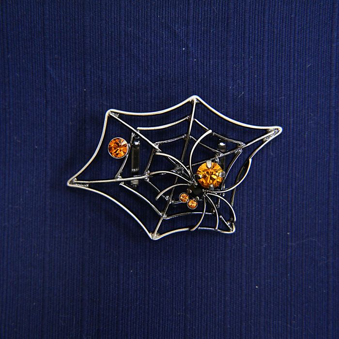 帯留め 蜘蛛の巣モチーフ ハロウィンにもぴったりの帯どめ：つゆくさ