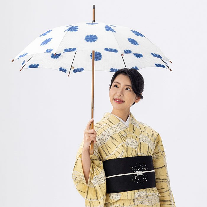 日傘 有松絞り 長傘 UVカット 板締め絞り エレガント ：つゆくさ公式
