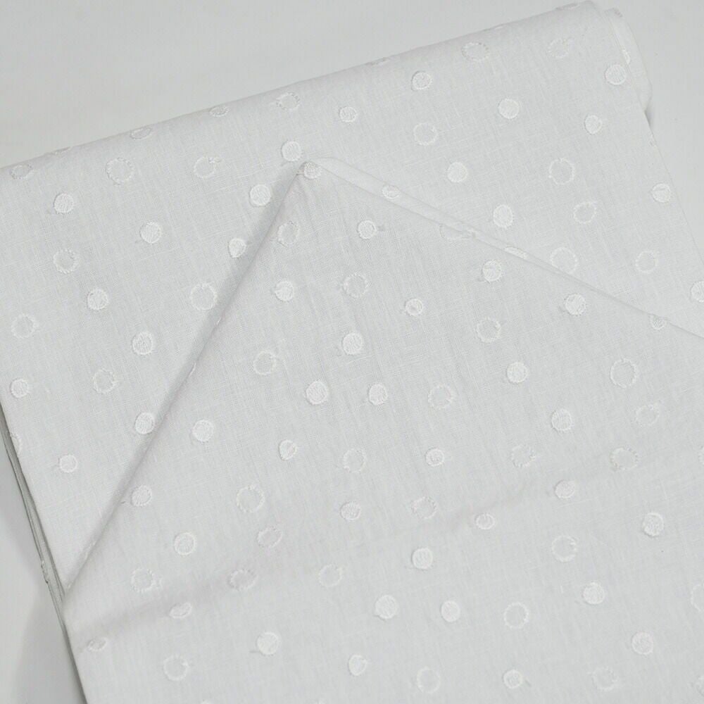 刺繍帯　白 名古屋帯 麻 白 九寸帯 九寸名古屋帯 無地 ドット刺繍：つゆくさ公式