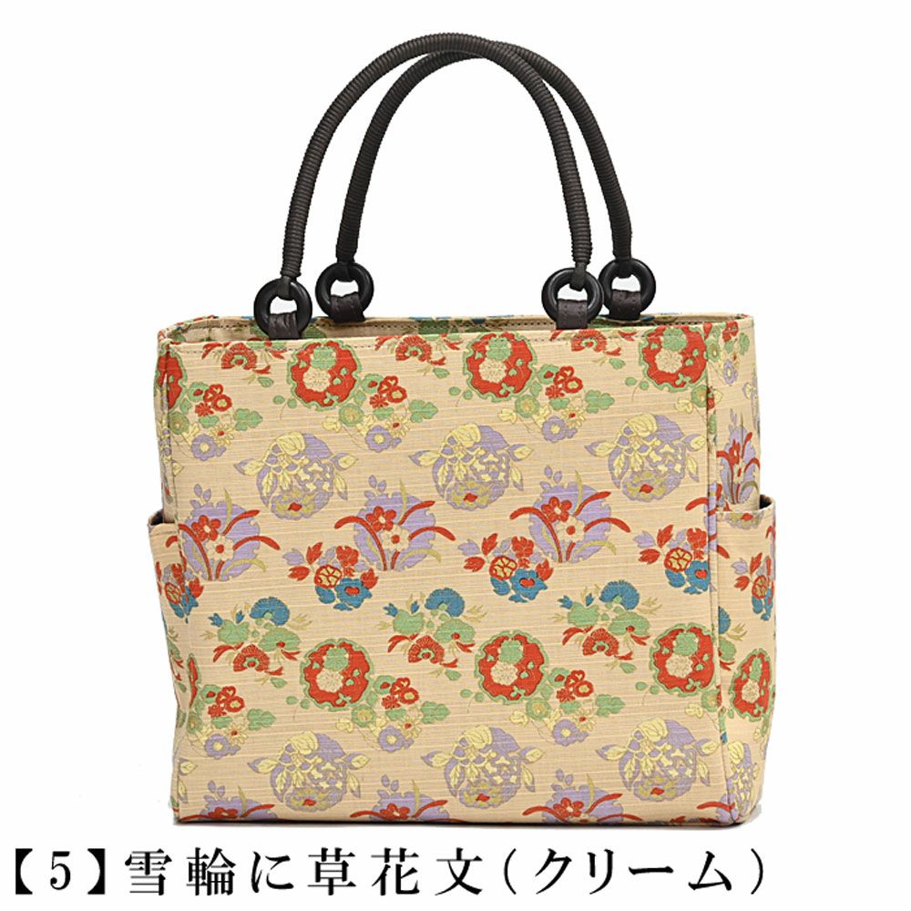 帯　　バッグ　　3点　　名物裂 バッグ 名物裂 トートバッグ 荒磯 名物裂文様 小さめ マチあり | 有松