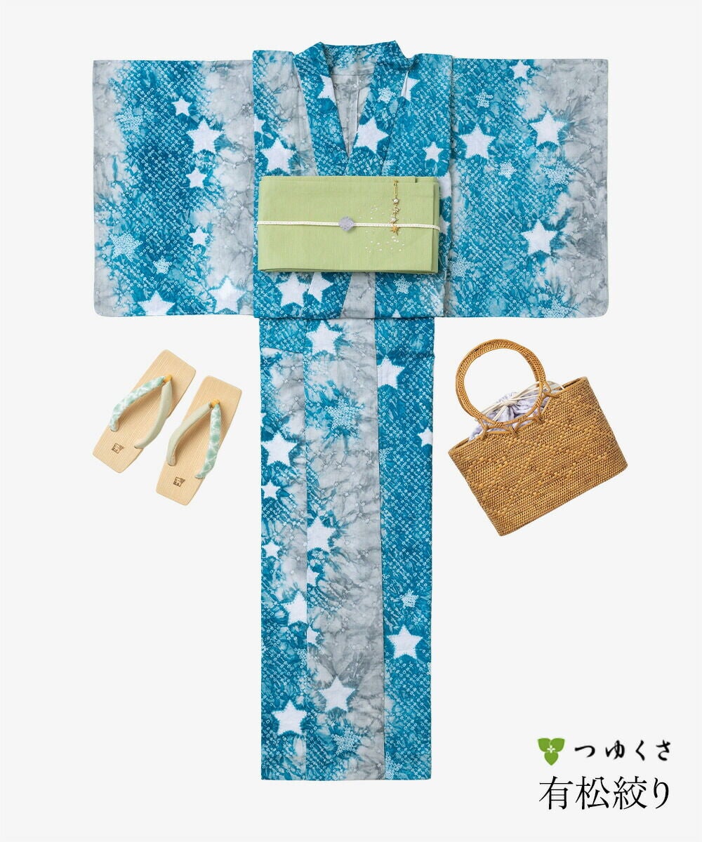 雪花絞りミニ巾着プレゼント】【フリーサイズ】浴衣 有松絞り 星