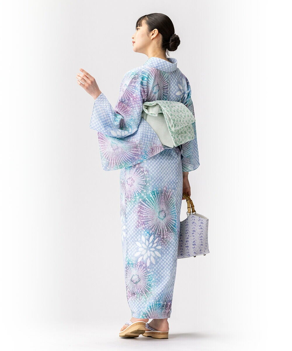 再値下げ★有松絞り浴衣は未使用品♪変色有り★夜専用花火大会なら最高の浴衣 ロング＊有松鳴海絞り浴衣＊ミッドナイトブルー 花火×星 0353 | kimono