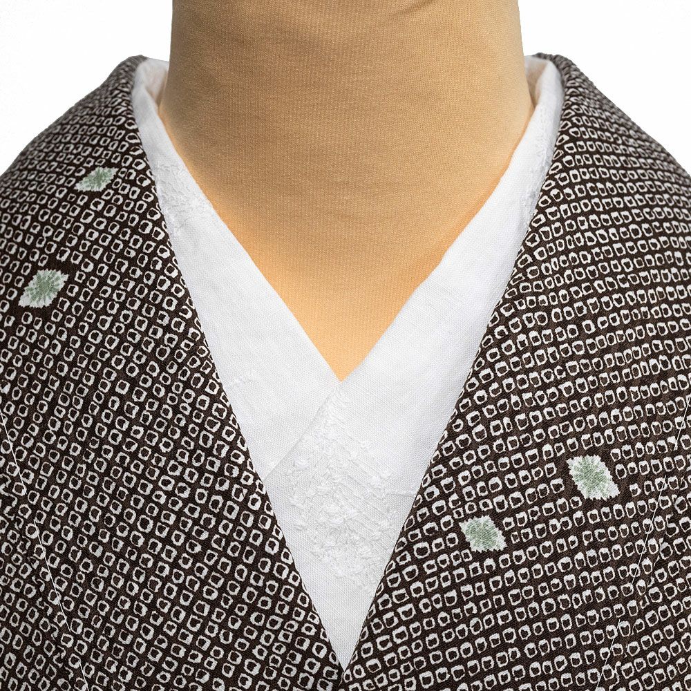 半衿 縫わない かんたん半衿「ERIEAS」 麻 刺繍 リーフ柄 ドット柄