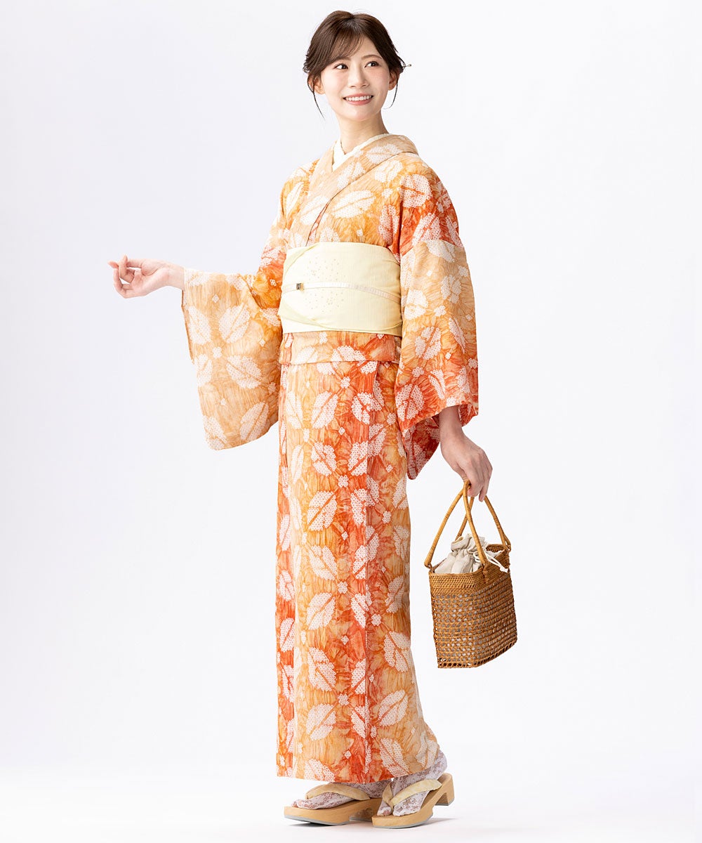 夏物SALE20％オフ＞桐下駄 やたら三浦絞り 黄色 右近型 有松絞り