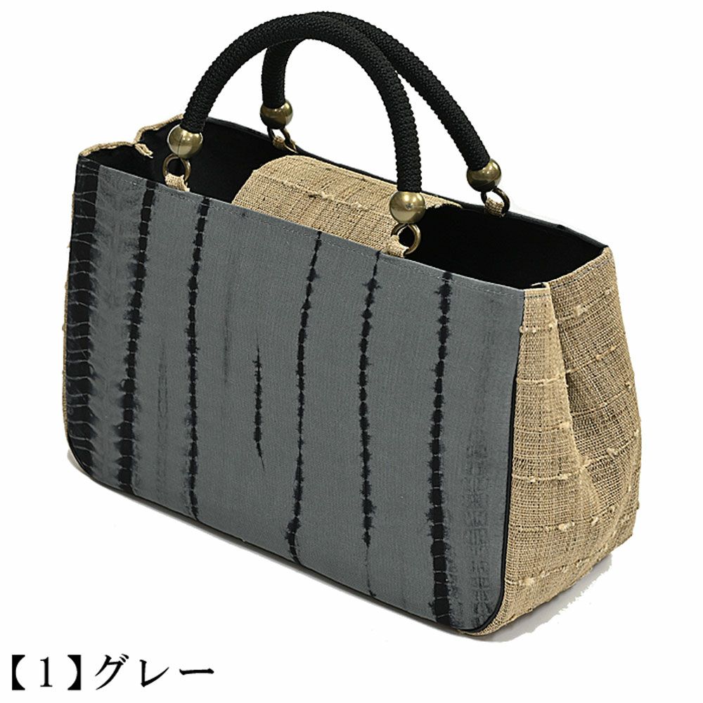 和装用バッグ グレー 渦巻き模様　未使用品 バッグ 有松絞り トートバッグ 竜巻絞り 夏用 グレー グリーン | 有松