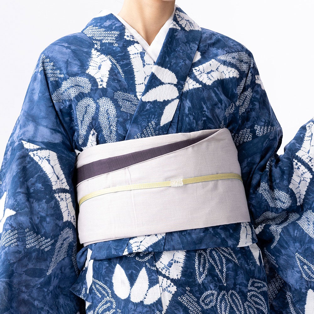 浴衣 帯 リバーシブル 刺繍 半幅帯 星 あられ 紫 | 有松絞り浴衣