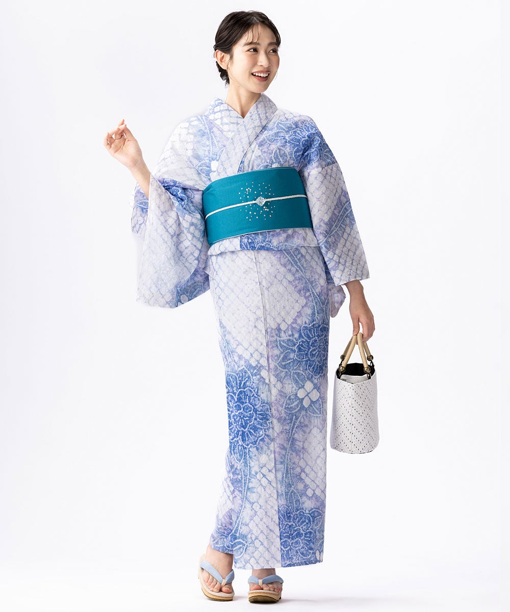 浴衣 帯 リバーシブル 刺繍 半幅帯 星 あられ ターコイズ | 有松絞り