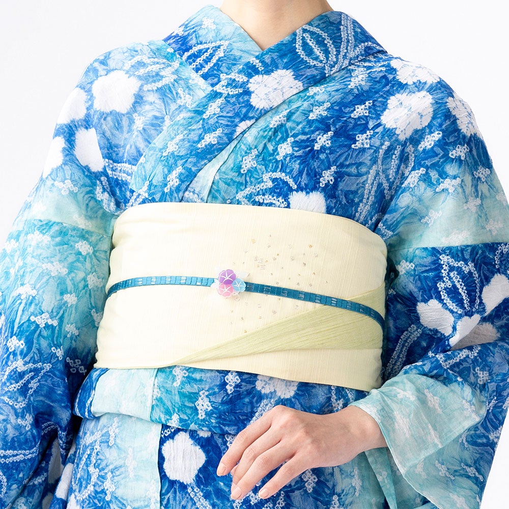 浴衣 帯 リバーシブル 刺繍 半幅帯 星 あられ クリーム | 有松絞り浴衣