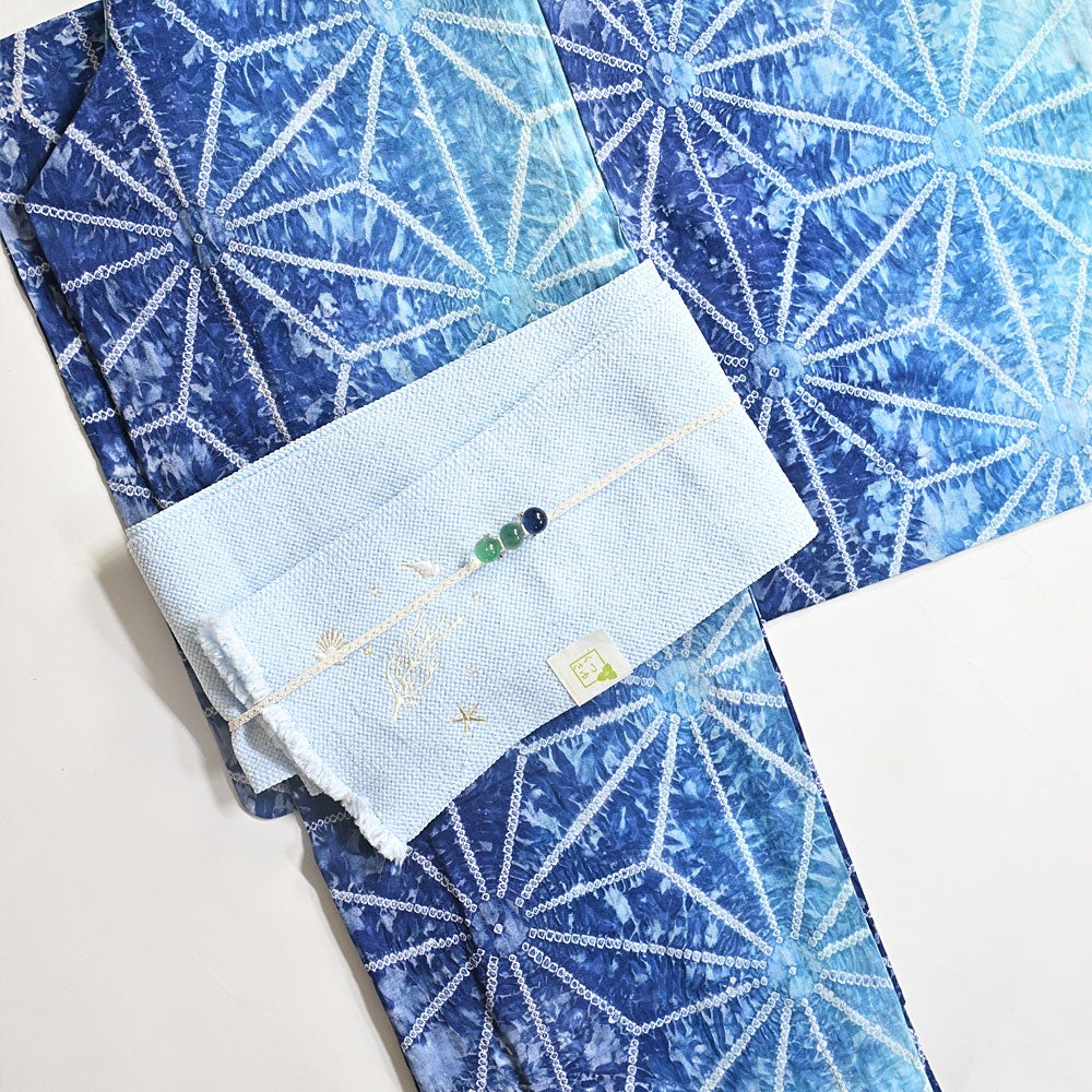 浴衣 帯 組紐 貝がら 刺繍 半幅帯 | 有松絞り浴衣 ゆかた屋つゆくさ