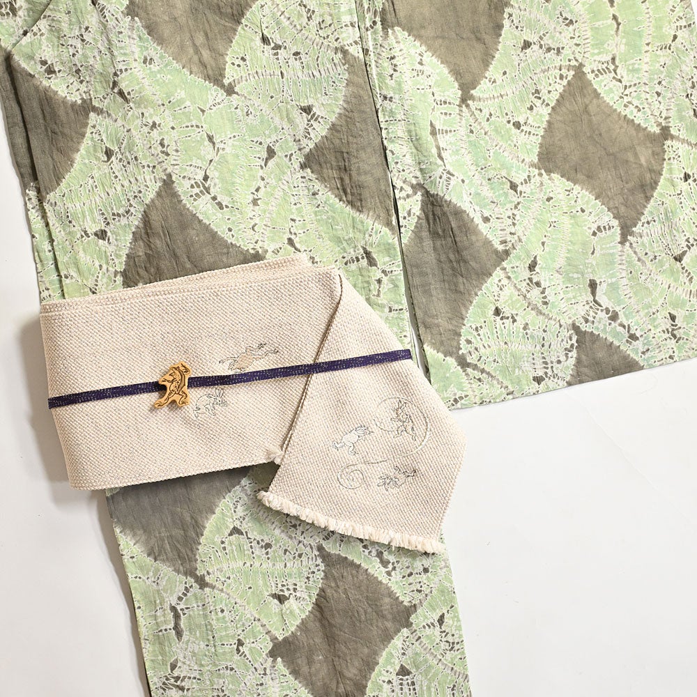 浴衣 帯 組紐 鳥獣戯画 刺繍 半幅帯 | 有松絞り浴衣 ゆかた屋つゆくさ