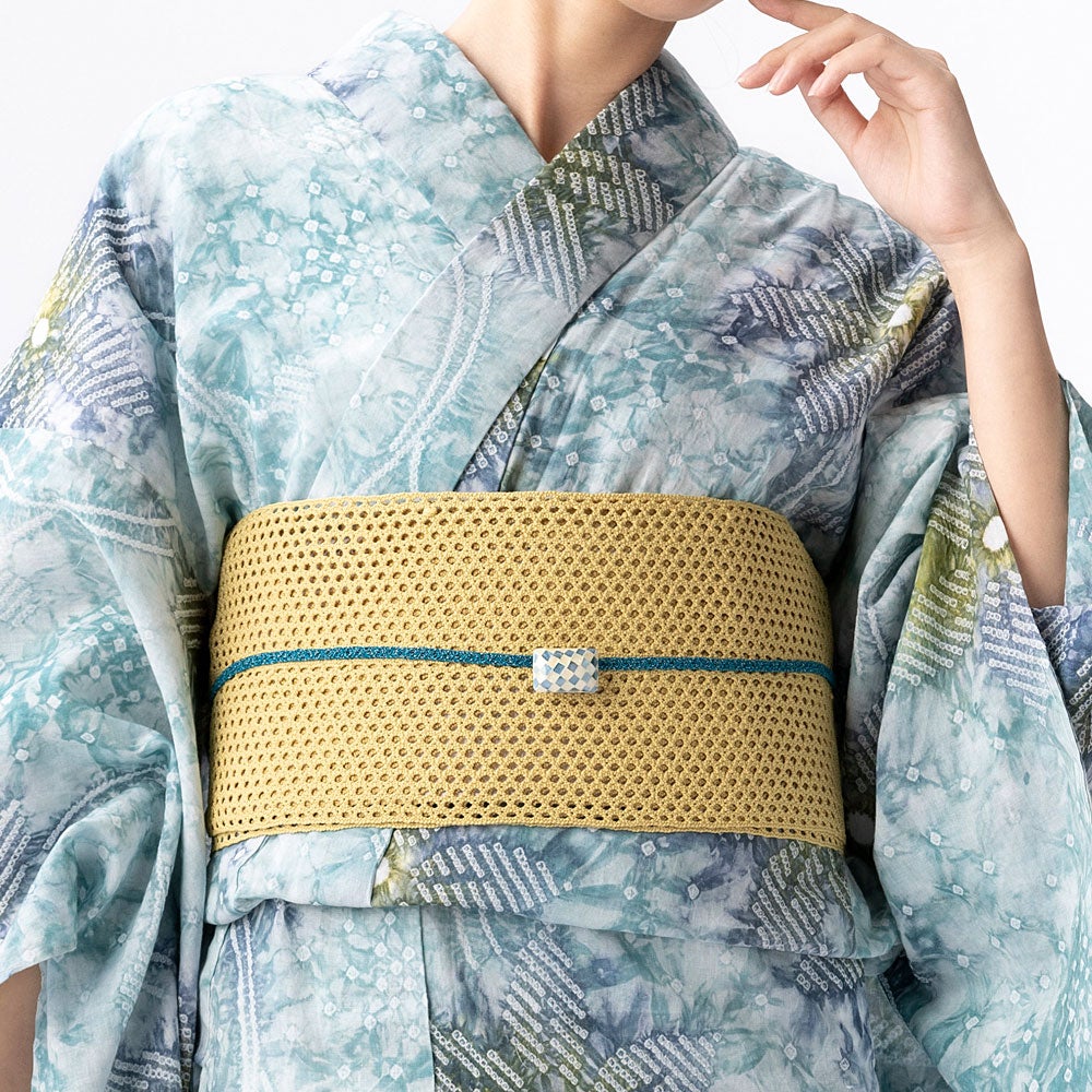 浴衣 帯 メッシュ 無地 半幅帯 網目模様 生成り | 有松絞り浴衣 ゆかた