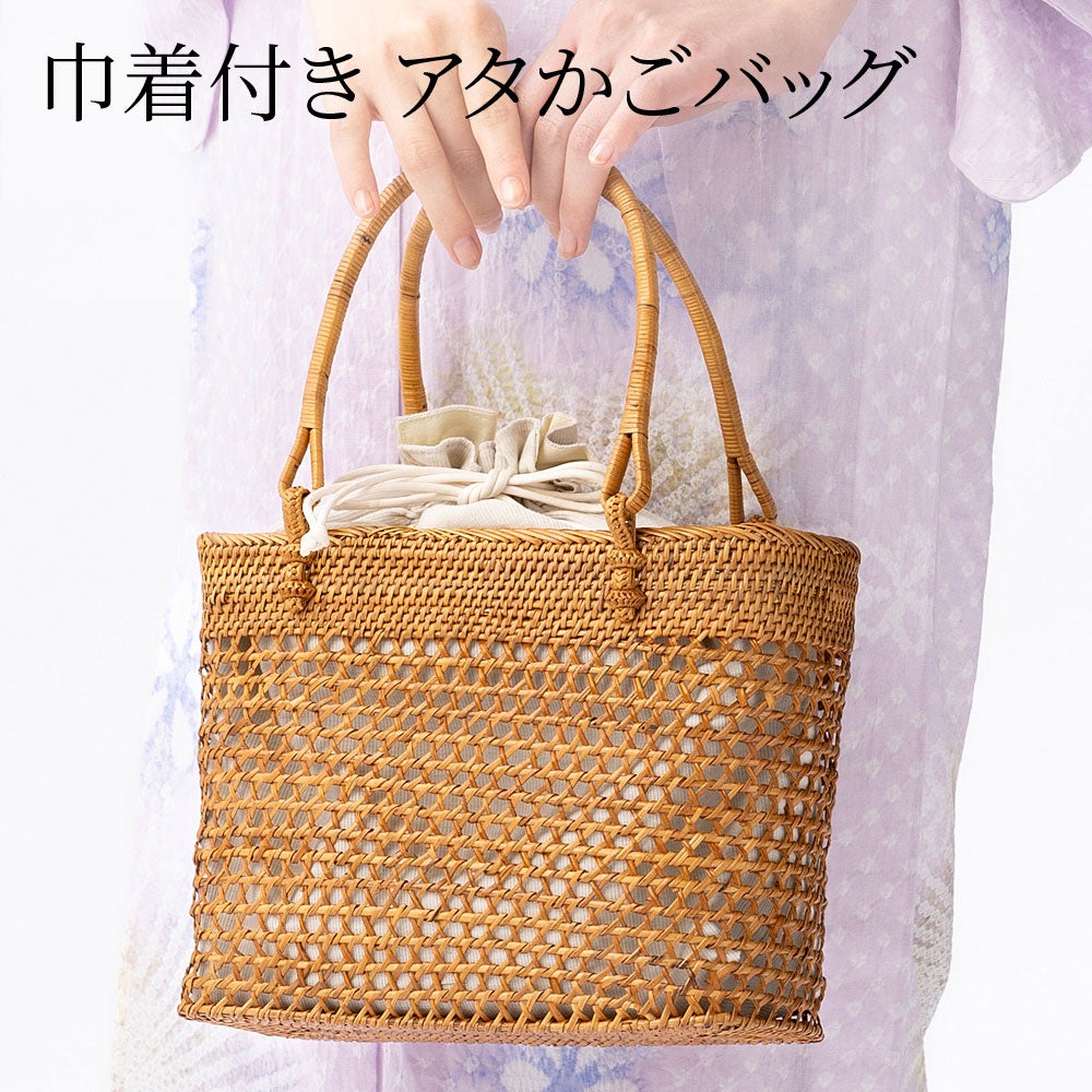 和装用バッグ ベージュ系 ヴィーガンレザレットマチ付きトートバッグ - SOÉJU online store