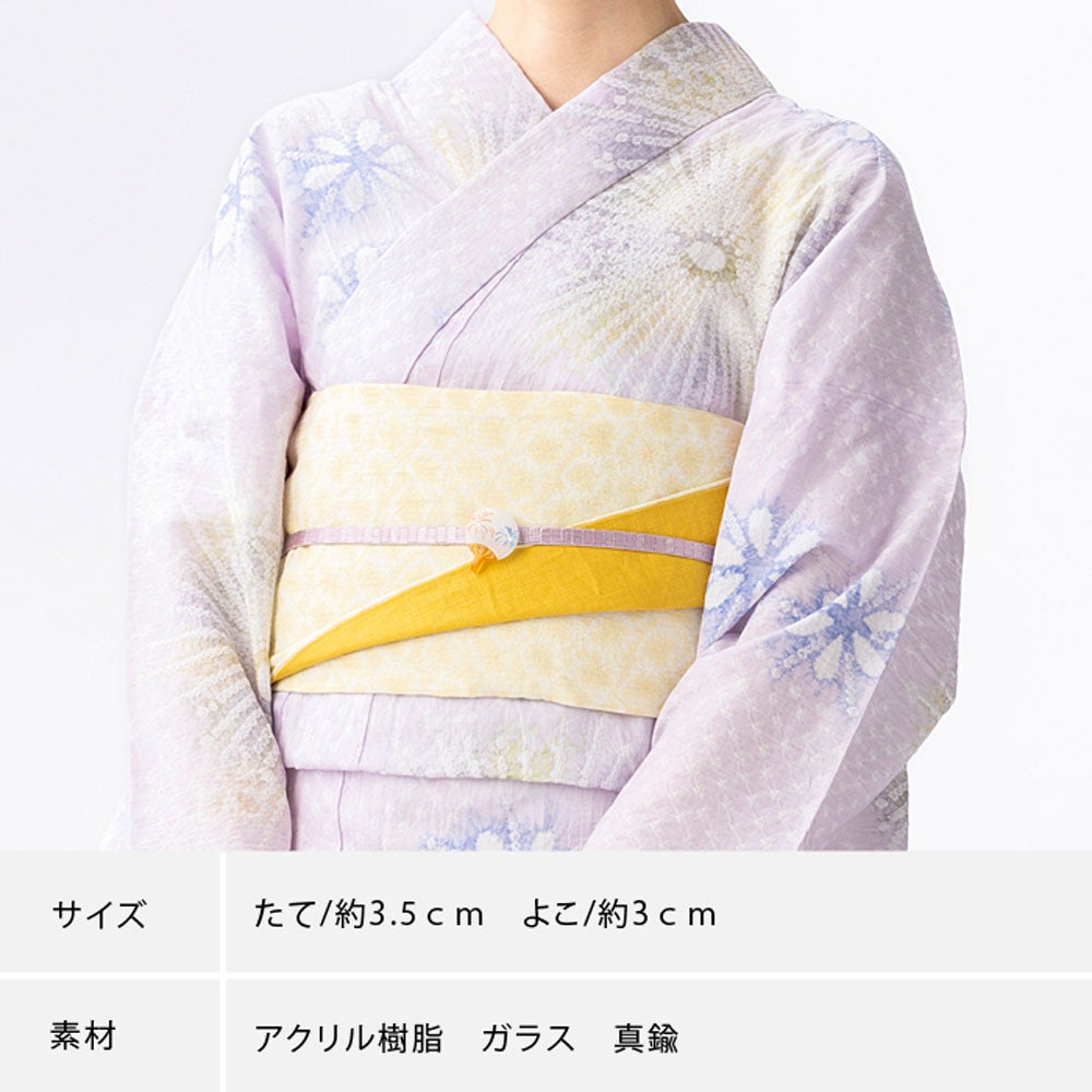 帯留 夏モチーフ うちわ | 有松絞り浴衣 ゆかた屋つゆくさ